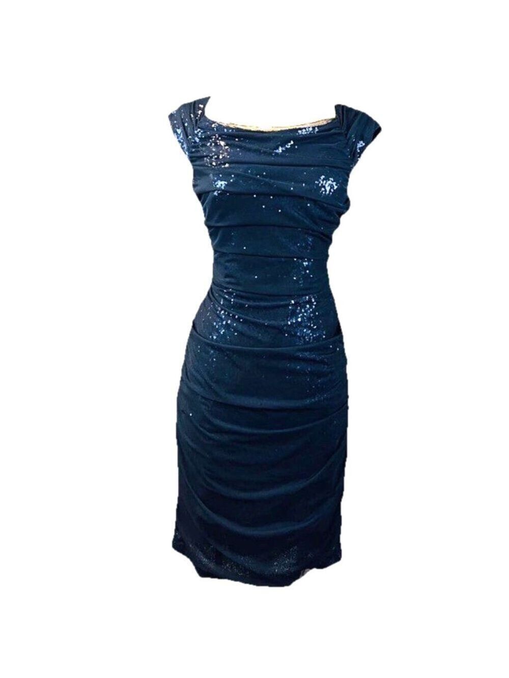 Joseph Ribkoff Mesh Overlay Sequin Dress Size 6